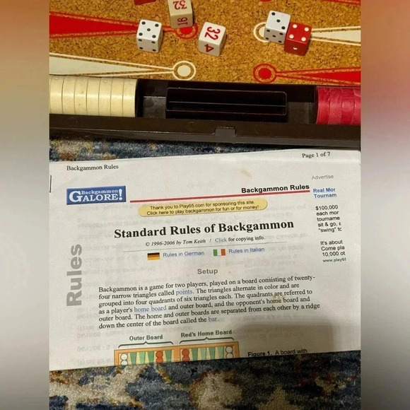 💥VINTAGE Tournament Backgammon Plastic Brown Case Game ES LOWE Travel Set 1978 - Picture 5 of 6